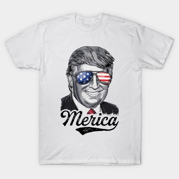 4th of July Trump 2020 Merica Patriotic Sunglasses USA Gift T-Shirt by Ramadangonim